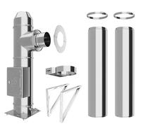 Conduit de cheminée en inox - Conduit isolé - Kit complet - Conduit double paroi - Distance au mur 50 mm (Ø 130 mm, longueur 3,2 m)