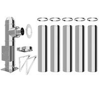 Conduit de cheminée en inox - Conduit isolé - Kit complet - Conduit double paroi - Distance au mur 50 mm (Ø 130 mm, longueur 6,2 m)