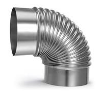 Conduit de Fumée Inox Coudé 90 Degrés pour Poêle de Chauffage | Acier Inoxydable Argenté, Pièce Flexible à Deux Extrémités Identiques, Installation Facile, Réduit le Risque de Fuite