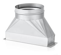 Conduit de transition rectangulaire à rond en acier galvanisé pour ventilateur d'échappement CVC micro-ondes Argenté 15,2 cm
