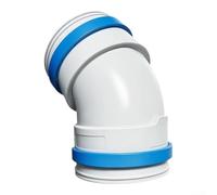 Conduit de ventilation coudé à 45° avec valve de régulation, ABS à flux | 45° ABS, paroi intérieure lisse, contrôle du débit et conversion du diamètre, pour ventilation CVC domestique