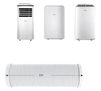 Conduit d'échappement portable AC pour unités MIDEA Caractéristiques : design extensible en PVC renforcé en fil d'acier et anneau de serrage pour un montage sécurisé (15 cm x 2 mètres)