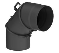 Conduit poêle à bois - Coude mobile 0-90° 3 parties avec papillon et porte - noir - Tecnovis TEC-Stahl 130 mm