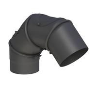 Conduit poêle à bois - Coude mobile 0-90° 3 pièces avec 2 portes - noir - Tecnovis TEC-Stahl 120 mm