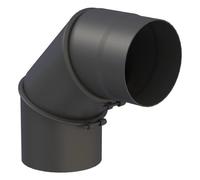 Conduit poêle à bois - Coude mobile 0-90° 3 pièces sans porte - noir - Tecnovis TEC-Stahl 160 mm