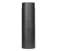 Conduit poêle à bois - Elément droit 500 mm antibistre avec clapet papillon et trappe d’entretien (avec anneau de purge) - noir - Tecnovis TEC-Stahl 150 mm