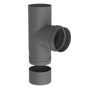 Conduit poêle à granule - Té de raccordement avec cuvette à condensat récoupable - 90° - gris - Tecnovis TEC-Pellet 100 mm