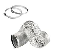 Conduits en feuille d'aluminium, Tuyau flexible en aluminium for conduit d'aération de sécheuse, non isolé, avec 2 colliers serrage acier inoxydable(3m,80mm)