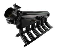 Conduits pression durites Collecteur d'admission en billette noir/argent Rail carburant corps d'accélérateur pour BMW E36 E46 325i 328i 323i(Black)