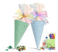 Cone Bags for Treats, 2 Pieces Candy Bags School Teacher Classroom, Cookie Wrap Packaging with Twist Ties, Clear Party Favor for Snack Popcorn Goodie Candy Holiday Events