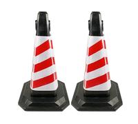 Cone de Chantier, Cone de Signalisation avec 2 Poignées, Résistants à la Pression, Couleurs Vives, pour Chantiers et Exercices de Conduite(Red)