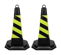 Cone de Chantier, Cônes D'avertissement D'urgence, Grande Flexibilité, Robustesse et Durabilité, pour la Signalisation Routière Extérieure et la Formation des Conducteurs(Green,75x45x45cm/30x18x18in)