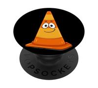 Cône de Circulation Vibrant avec Grand Visage Souriant PopSockets PopGrip Adhésif