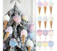 Cône de crème glacée Macaron noël, Sucette, Boule d'arbre Suspendue, Ornement for la Maison, Cadeau décoration Nouvel an, 1/3 pièces pour Decoration Noel ExtéRieur Ou IntéRieure(Brown2,3pcs)