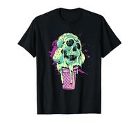 Cône de Glace en Forme de tête de Mort Gothique T-Shirt Graphique avec Valeur, Homme, Noir, M