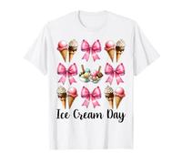 Cône de Glace pour Fille Maman Rose Coquette nœud T-Shirt