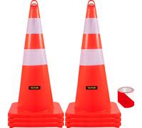 Cône de sécurité VEVOR 73 cm Cône de circulation, 6 pièces en PVC, 2 cols réfléchissants, Cône de circulation avec base lestée & anneau manuel, pour le contrôle de la circulation, le stationnement dan