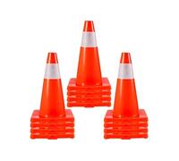 VEVOR Cônes de sécurité routière 12 PCS Cônes de stationnement en PVC 45,7 cm avec 1 colliers réfléchissants 28 x 28 cm Base en PVC rouge pour les chantiers de construction de routes d'avertissement p