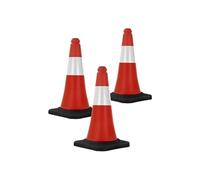 Cône de signalisation Lot de 3 - 51 cm - Rouge Blanc - PVC - Bande réfléchissante - Base lourde