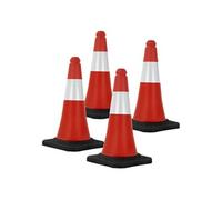 ECD Germany 4X Cône Signalisation Pylône, 51 cm, PVC, Rouge/Blanc, Triangle de Circulation, Base Lourde, Marqueur Attention Sécurité, Portable, avec 2 Bandes Réfléchissantes, Avertissement de Parking