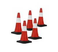 Cône de signalisation Lot de 5 - 51 cm - PVC - Rouge et blanc - Réfléchissant