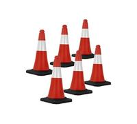 Cône de signalisation Lot de 6 - 51 cm - PVC - Rouge et blanc - Réfléchissant