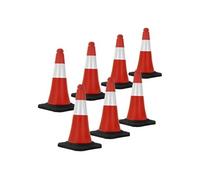 Cône de signalisation Lot de 7 - 51 cm - PVC - Rouge et blanc - Réfléchissant