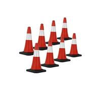 Cône de signalisation Lot de 8 - 51 cm - PVC - Rouge et blanc - Réfléchissant