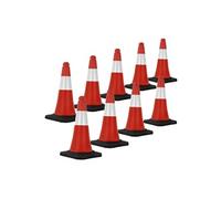 Cône de signalisation Lot de 9 - 51 cm - PVC - Rouge et blanc - Réfléchissant