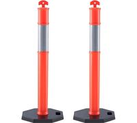 Cône de signalisation - Poteau de barrage 2 pcs - 430 x 430 mm Cône d'avertissement - Cône de signalisation réfléchissant - Poteau de barrage routier Poteau de sécurité rouge