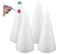 Cône en mousse, 4 pièces 8 x 3 cônes en mousse décoratifs, cônes en polystyrène créatifs pour l'artisanat et le bricolage, fournitures d'artisanat pour Noël, l'école, le mariage, 'anniversaire, le