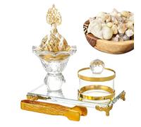 Cone Incense Holder, Vintage Middle Eastern Meditation Incense Burner with Tong, Tabletop Aromatherapy Ornament, Decorative Candlestick for Yoga Spa Bedroom Living Room Mindfulness Rituals