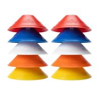 Cône soucoupe Fitness Health 50 - Fabriqué en plastique de haute qualité - Couleurs de rouge, bleu, blanc, orange et jaune - Pour l'agilité, le jeu de pieds, le football, l'entraînement au hockey