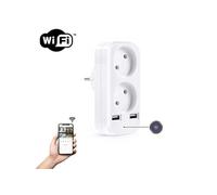 CONECTICPLUS Multiprise caméra espion wifi hd 1080p 2 prises avec 2 ports usb 32go - vision à distance