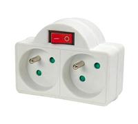 CONECTICPLUS Multiprise électrique 2 prises avec interrupteur blanche