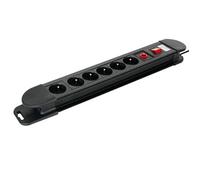 CONECTICPLUS Multiprise électrique 6 prises avec interrupteur 1.50m noire + parafoudre