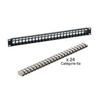 CONECTICPLUS Panneau de brassage Ethernet RJ45 24 ports 19' 1U + 24 noyaux RJ45 Cat6a