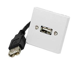 CONECTICPLUS Prise Murale USB 2.0 - 45x45 - Câble USB 10cm - Compatible avec Smartphone, Tablette, Ordinateur