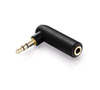 conecto, Adaptateur Audio, fiche Jack 3,5 mm plaquée Or à 90° vers Prise Jack 3,5 mm, Noir
