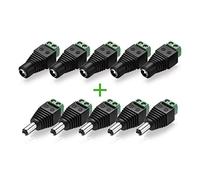 Conecto Adaptateur de connecteur cylindrique 5,5 x 2,5 mm vers bornier à deux broches (5x) + jack cylindrique 5,5 x 2,5 mm à bornier à deux broches (5 x)