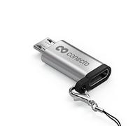conecto, adaptateur micro USB vers USB-C, prise en charge OTG, compatible avec les appareils Apple, parfait pour les vélos électriques, boucle/mousqueton inclus, boîtier en aluminium, argent, lot de 2