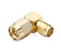 conecto Adaptateur SMA, Adaptateur coudé à 90°, fiche SMA avec Broche vers Prise RP-SMA avec Broche, Adaptateur pour Le raccordement de connecteurs SMA, plaqué Or