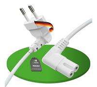 conecto Câble d'alimentation 2 Broches - 5 m - Fiche européenne de Type C vers IEC C7 Femelle Euro 8 - Angle de 90° - pour appareils ménagers, PS3, PS4, PS5, TV, etc. - Blanc