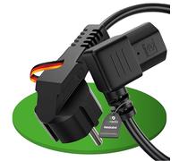 conecto Câble d'alimentation 3 Broches - 2 m - Fiche Secteur Schuko vers Prise C13 Femelle - Angle de 90° - pour Moniteur, imprimante PC, Noir