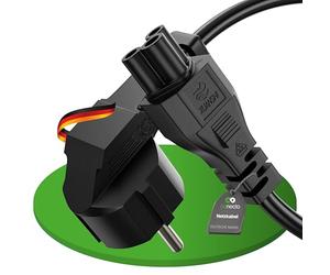 conecto Câble d'alimentation, fiche avec Contact de Protection 90° à Prise IEC C5 90°, câble d'alimentation Euro pour appareils ménagers, 3,00 m, Noir