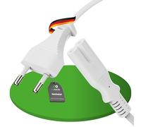 conecto câble d'alimentation, fiche Euro Droite à Prise IEC C7 Droite, câble d'alimentation Euro pour appareils ménagers, 1,00 m, Blanc