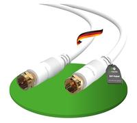 conecto Câble d'antenne SAT Câble coaxial Câble de satellite TV 1,00m double blindage F-fiche, pour HDTV, récepteur, satellite, internet, DAB, radio, blanc