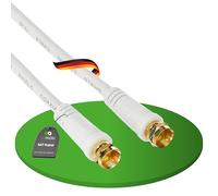 conecto Câble d'antenne Sat Câble coaxial Câble de Satellite TV 1,00m Quadruple Blindage Connecteur F, pour HDTV, récepteur, Satellite, Dab, Radio, Blanc
