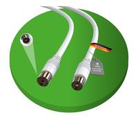 conecto Câble d'antenne TV coaxial ICE mâle vers ICE femelle double blindage 1,50 m Blanc 1,50 m