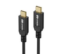 conecto, câble de charge USB-C vers USB-C, USB 2.0, fonction de charge rapide, connecteur plaqué or, E-marker, 480 Mo/s, 5 A/100 W, gaine PVC, noir, 0,15 m